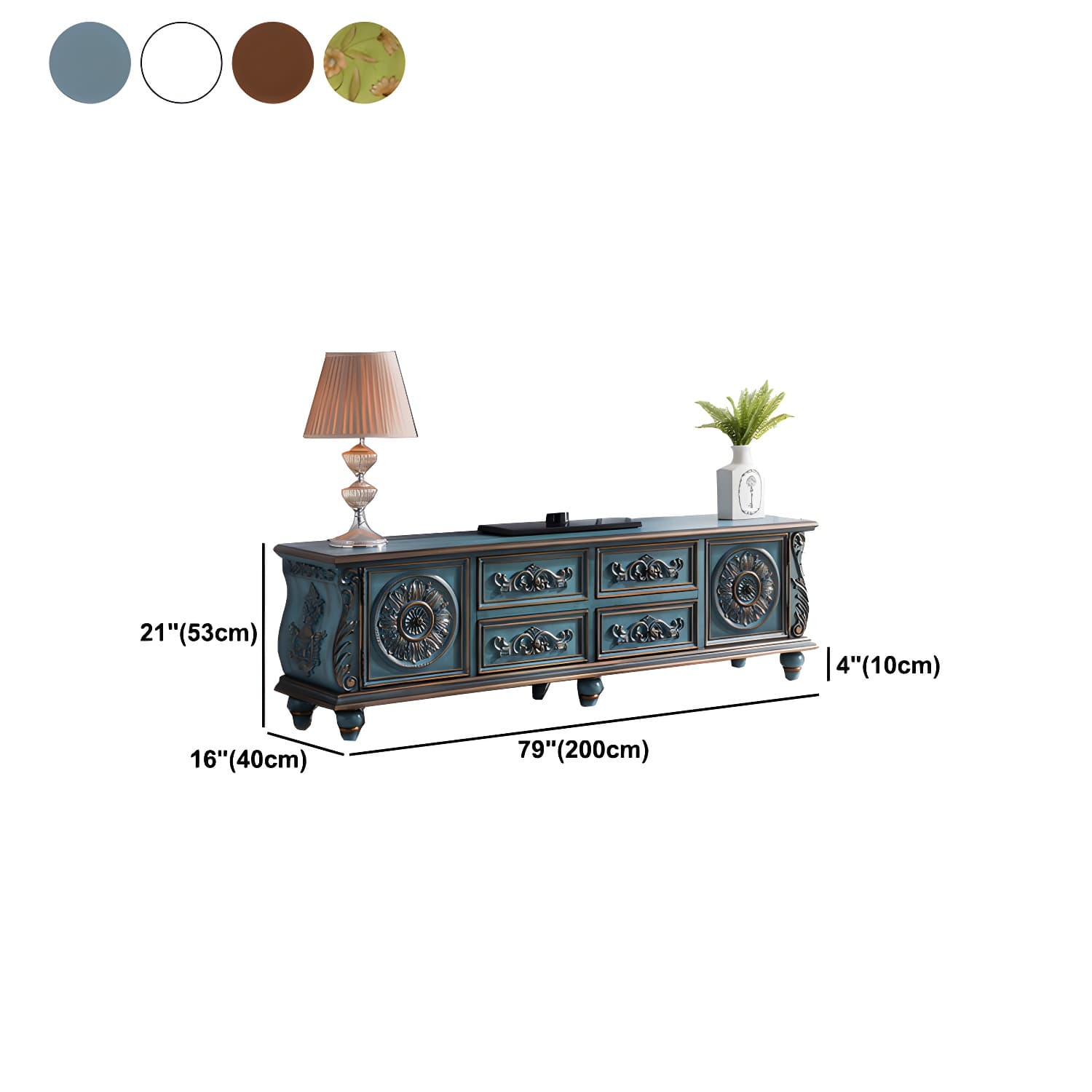 Traditional Rubberwood Media Console Matte Finish TV Media Stand with Drawers thumbnail 17