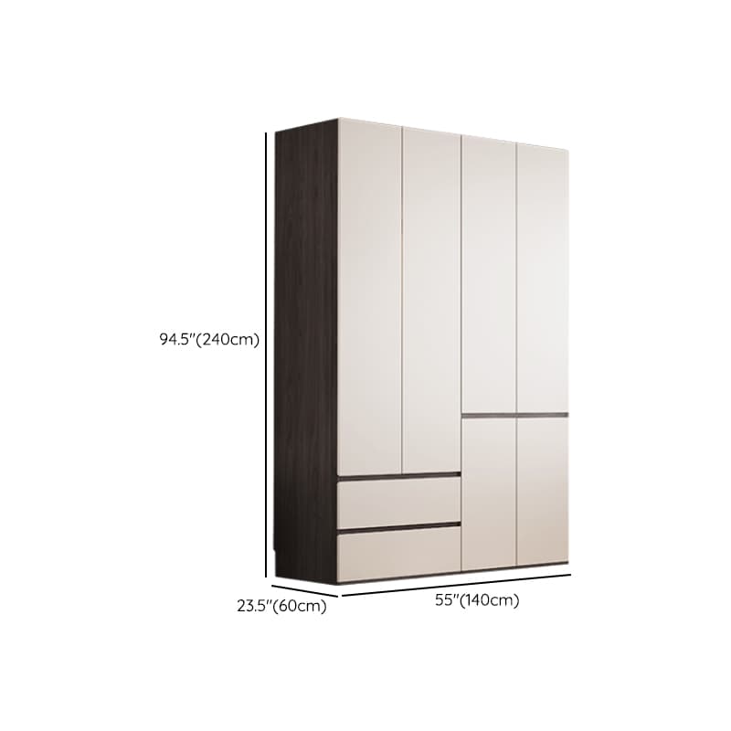 White Minimalist Manufactured Wood Independent Wardrobe Closet with Soft Close Drawer, Soft Close Door, and Interior Shelves thumbnail 12