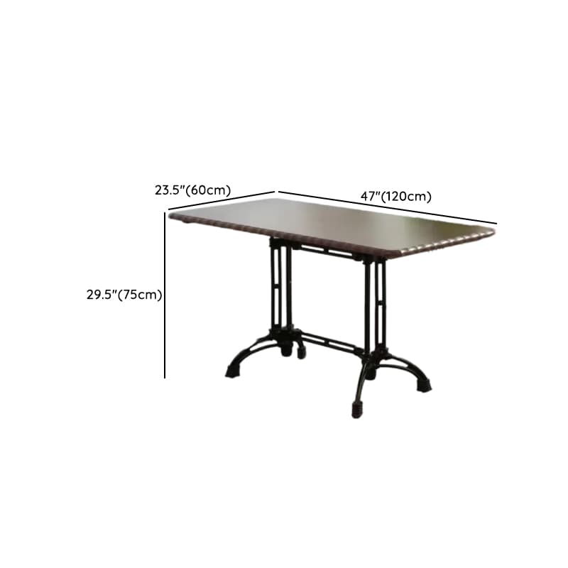 Industrial Natural Wood Finish Dining Table with a Rubber Solid Wood Tabletop and Metal Black Base thumbnail 15
