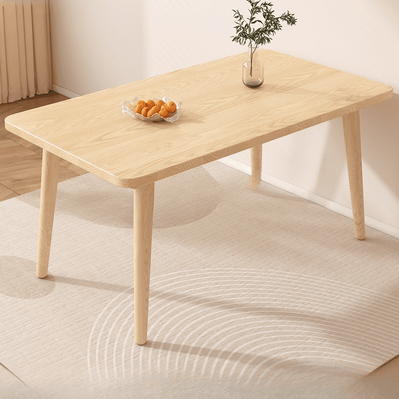Dining Table Set with Rectangular Recycled Wood Fixed Table and Padded Chair Back in White/Auburn/Unfinished thumbnail 3