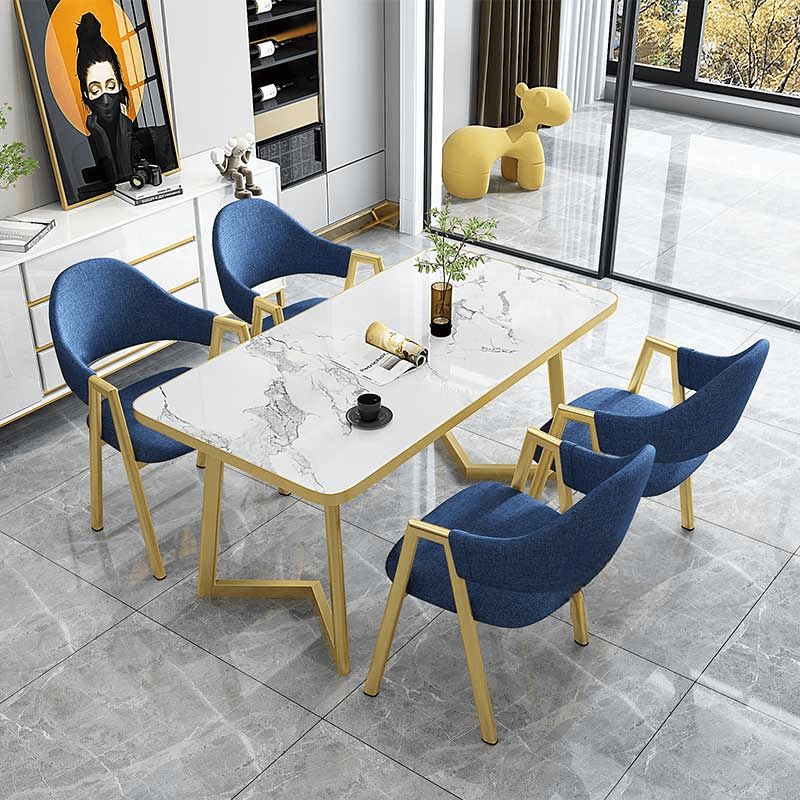 Luxurious Dining Table Set with Recycled Wood Top and Sleighing Base thumbnail 3