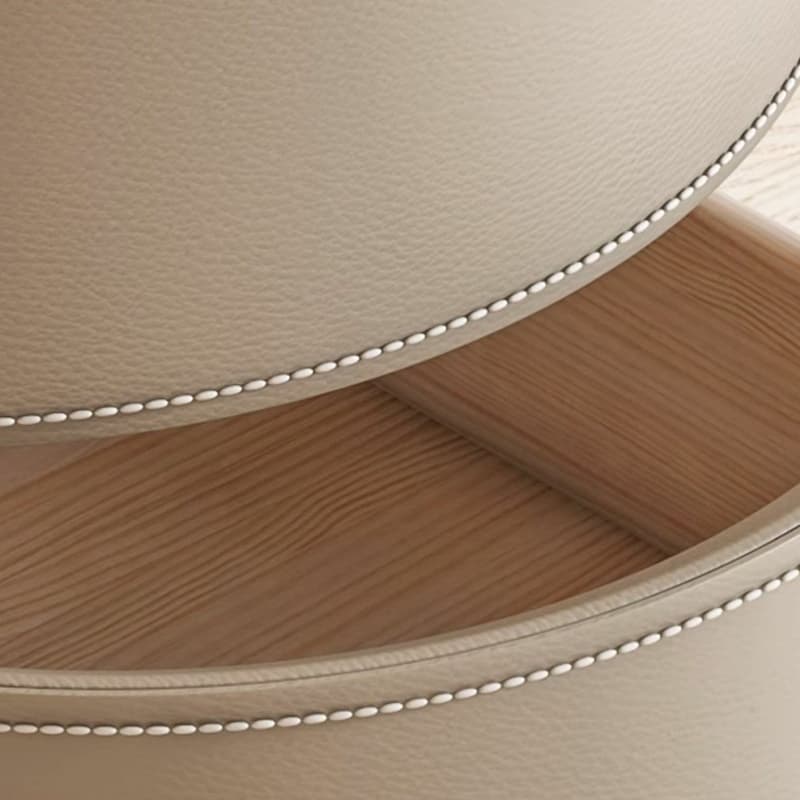 Modern Faux Leather Round Nightstand with 2 Drawers in Under 21 in. Narrow Size thumbnail 17