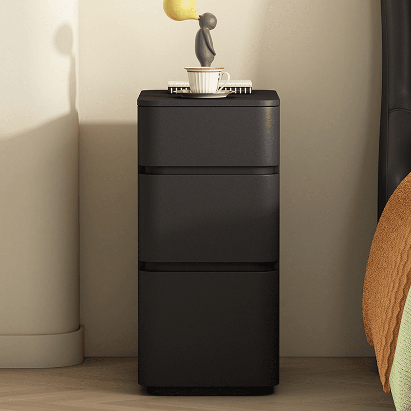 Minimalist Drawer Storage Nightstand with 3 Drawers and Artificial Leather Countertop thumbnail 6