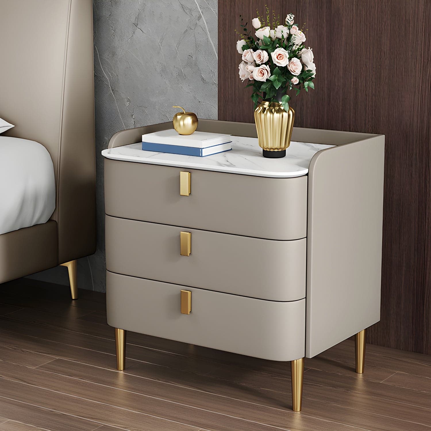 Contemporary Drawer Storage Bed Nightstand Wooden Night Table for Bedroom thumbnail 5