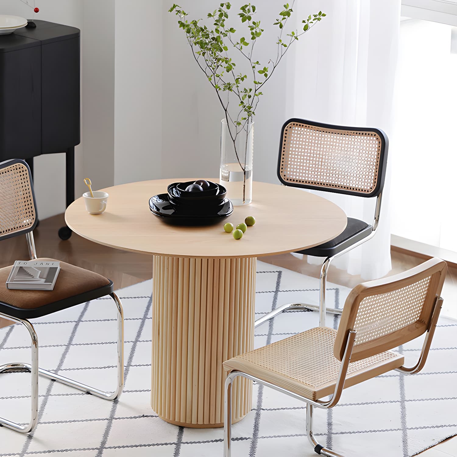 Round Shape Home Dining Table Modern Wooden Dining Room Table thumbnail 10