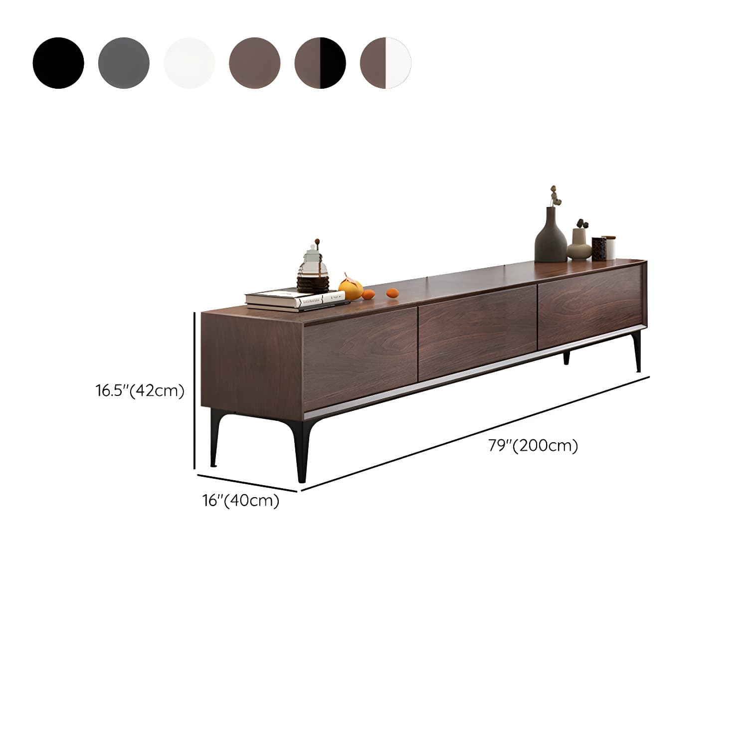 Scandinavian Style Wood TV Stand with Cable Management, Drawers Included - Low Height and With Legs thumbnail 19