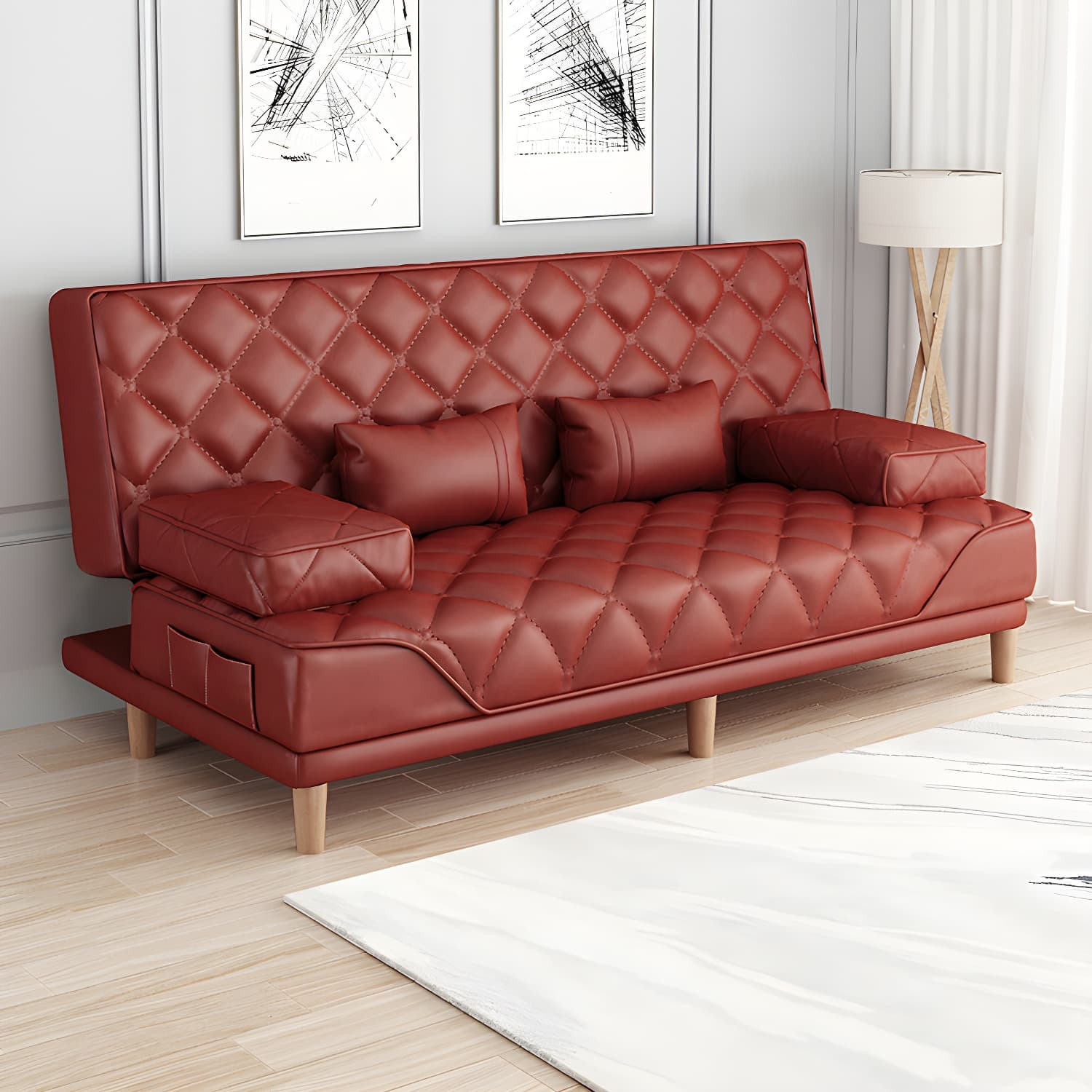 Contemporary Tight Back Convertible Sofa and Chaise with Pillow Top Arm thumbnail 7