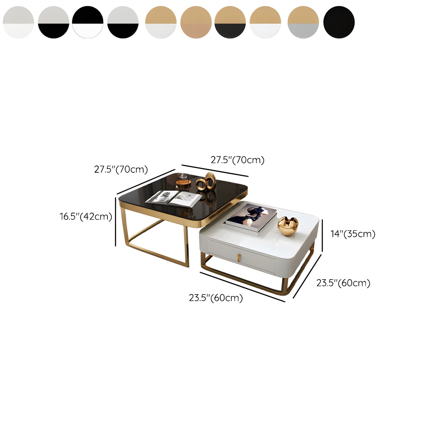 Glam Style Square Coffee Table with Drawer in Metal Frame Base thumbnail 12
