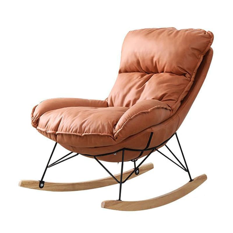 Stationary Rocker for Nursery Natural Wood Finish with Ottoman and Rear thumbnail 12