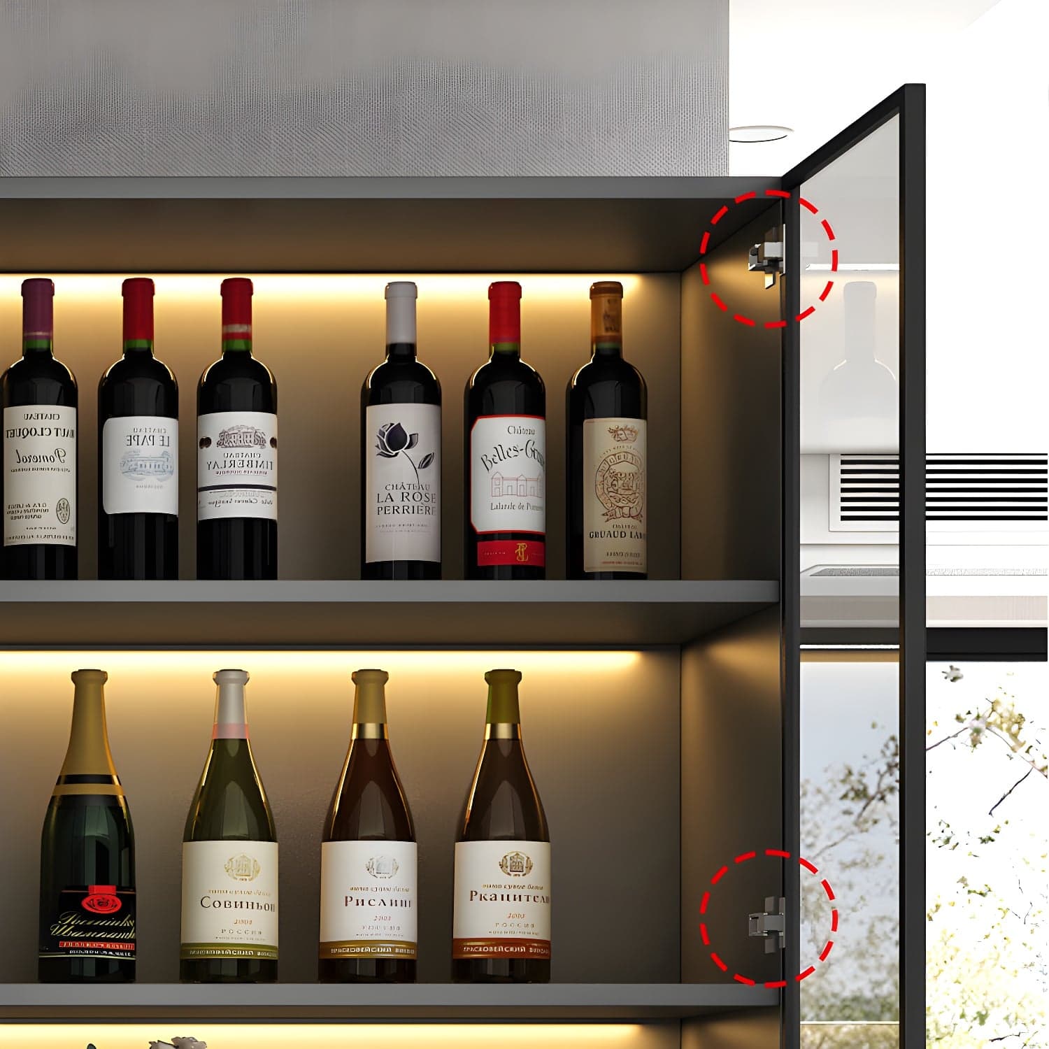 Accent Cabinet Rectangle Contemporary Glass Wood with Shelves thumbnail 8