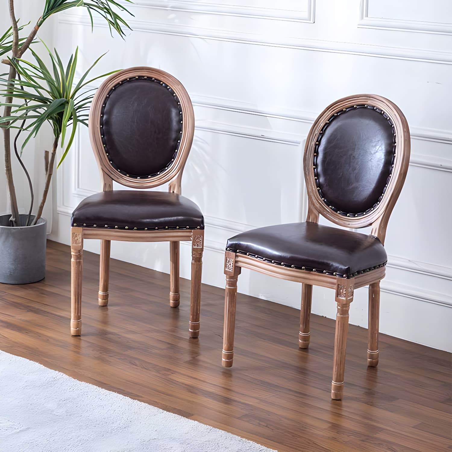 Solid Wood Country Style Dining Room Chair Matte Finish King Louis Back Side Chair thumbnail 26