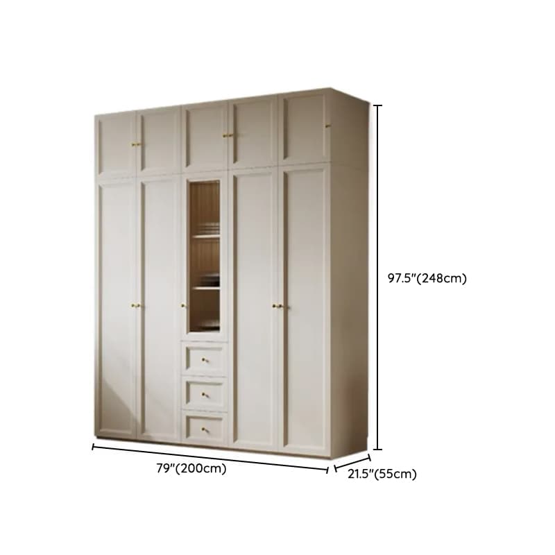 Chalk Modish Self-supporting Cabinet Armoire with Soft Close Drawer, Soft Close Door, and Hinged Hanging Rod thumbnail 24