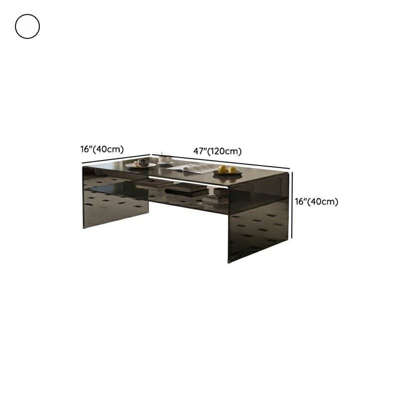 Rectangular Glass Modern Coffee Table with Transparent Top and Sleek Glass Base thumbnail 17