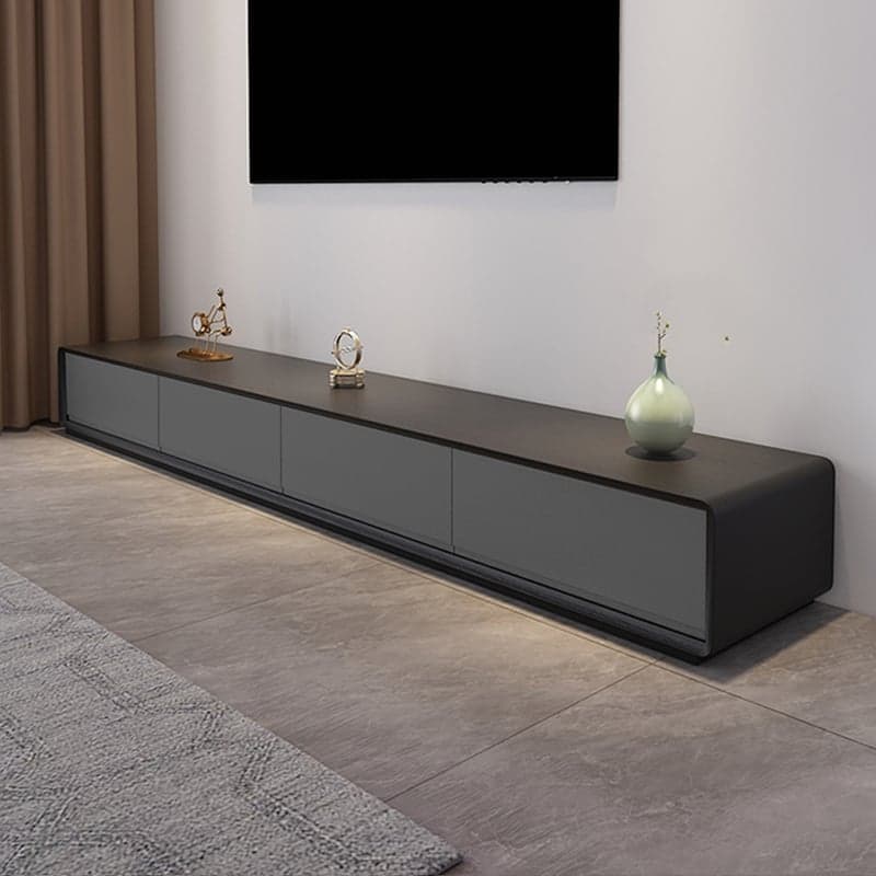 Contemporary Oblong Wood TV Stand Console with Storage Drawers thumbnail 2