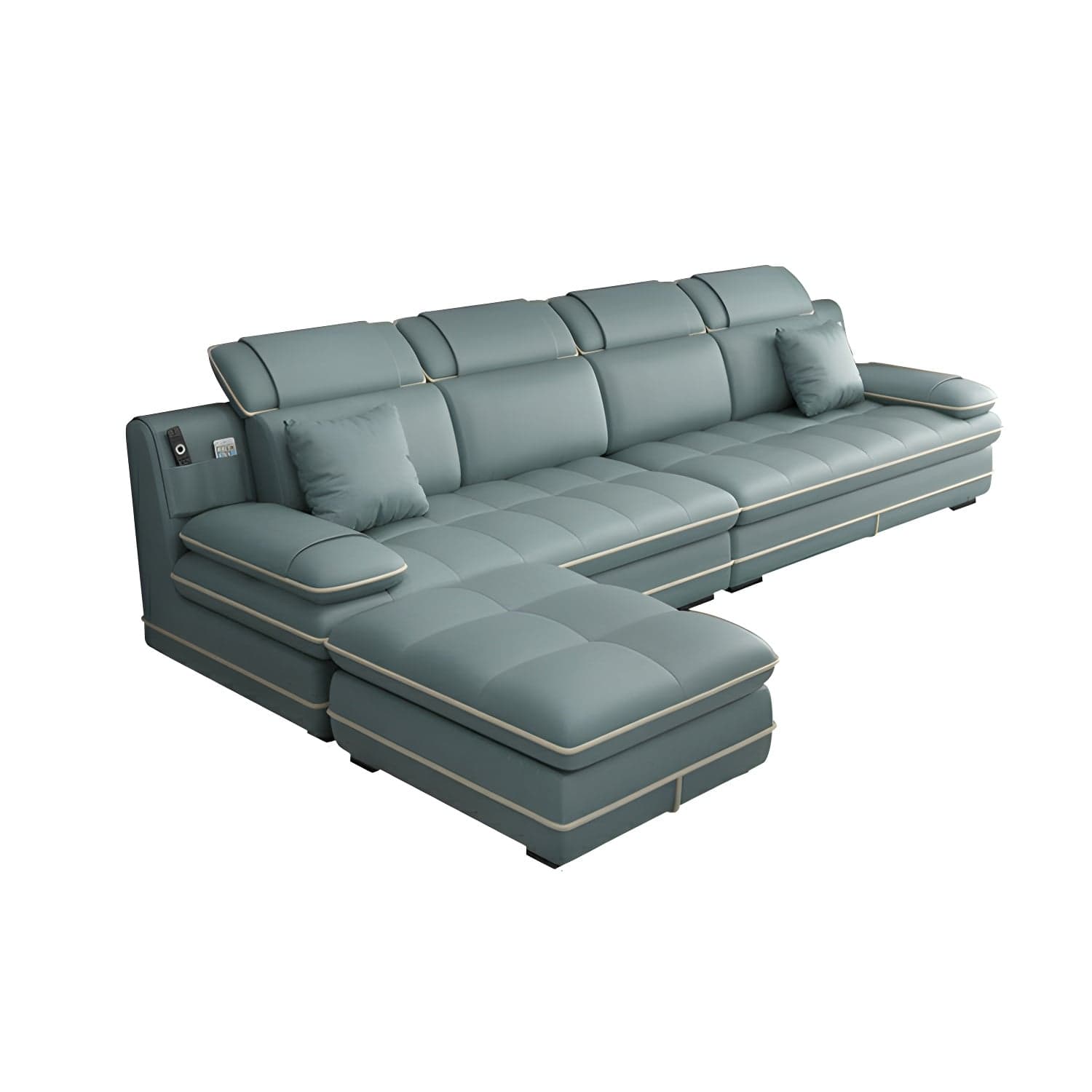 Elegant Gray Curved Sectional Sofa with Scandinavian Wooden Frame thumbnail 9