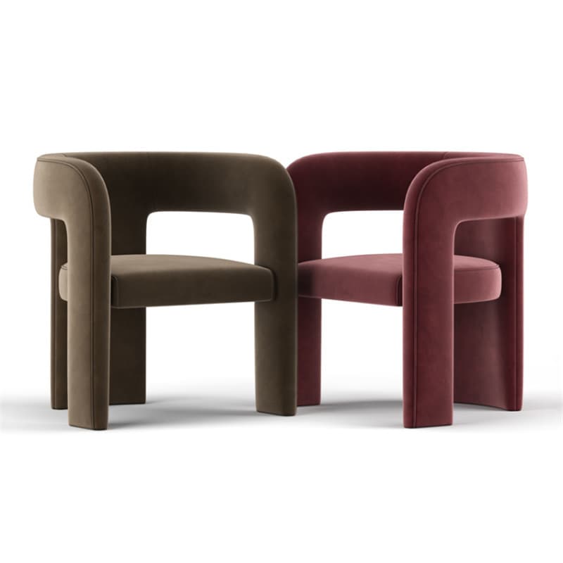 Soft-pile Fabric Upholstered Secure Outlined Arm Chair with Curved Back and Dark Blue/Light Green/Blush Legs in a Nordic Style thumbnail 12