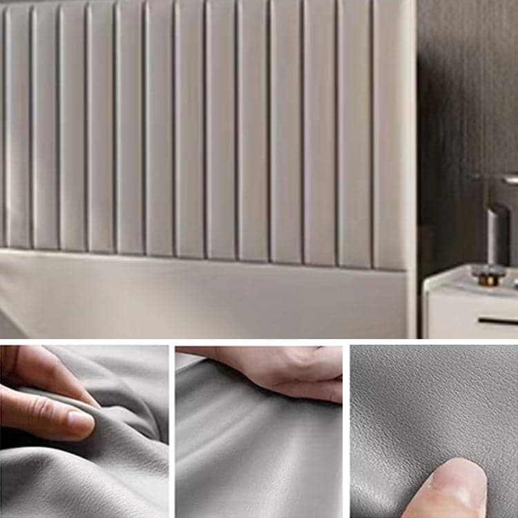 Modern Upholstered Pine Headboard with Leather Upholstery and Wood Legs thumbnail 14