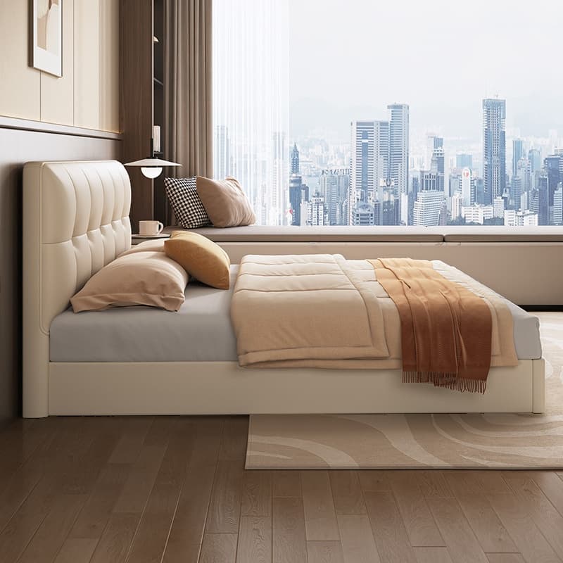 Solid Color Stitch-tufted Panel Bed with Panel Headboard and Sponge Upholstery thumbnail 4