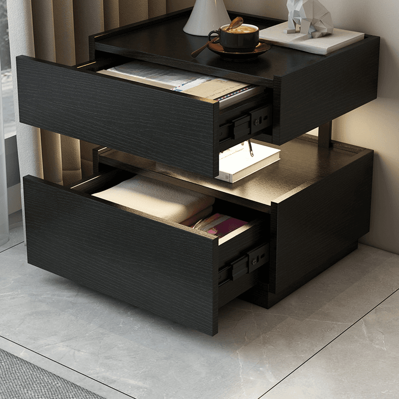 Organic Modern Nightstand With Drawer Organization with Particle Board Wood Countertop and Illuminating Lighting thumbnail 16