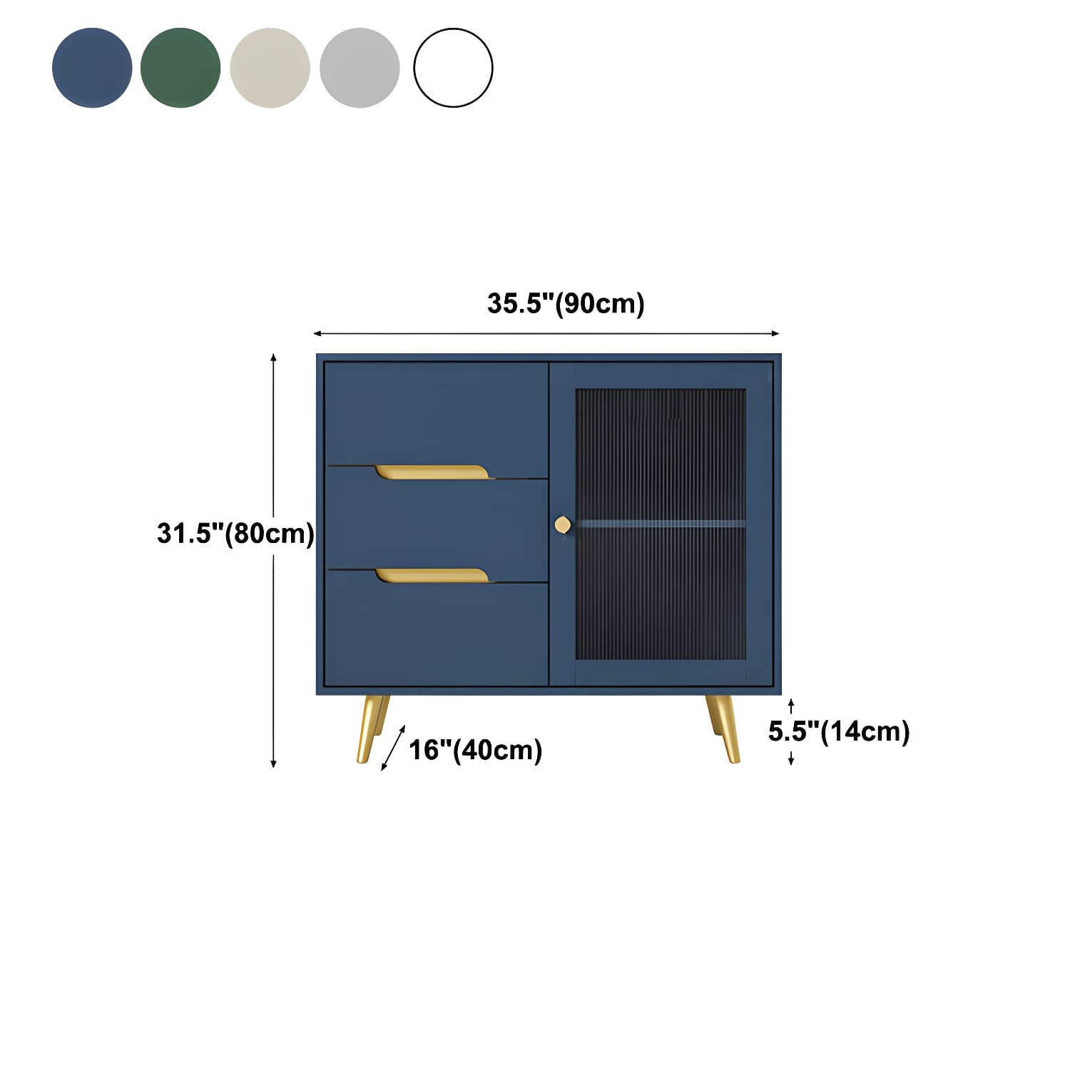 3-Drawer Engineered Wood Sideboard Modern Glass Doors Cabinets Credenza for Living Room thumbnail 16