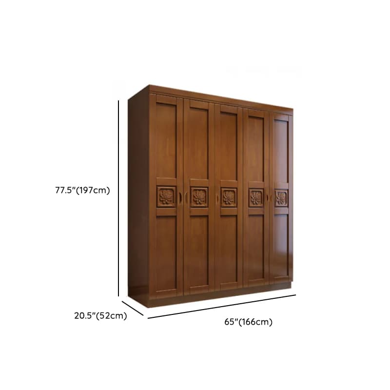 Vintage Sepia Lumber Wardrobe with Soft Close Drawer, Soft Close Door, Interior Shelves, and Hanging Rod thumbnail 20