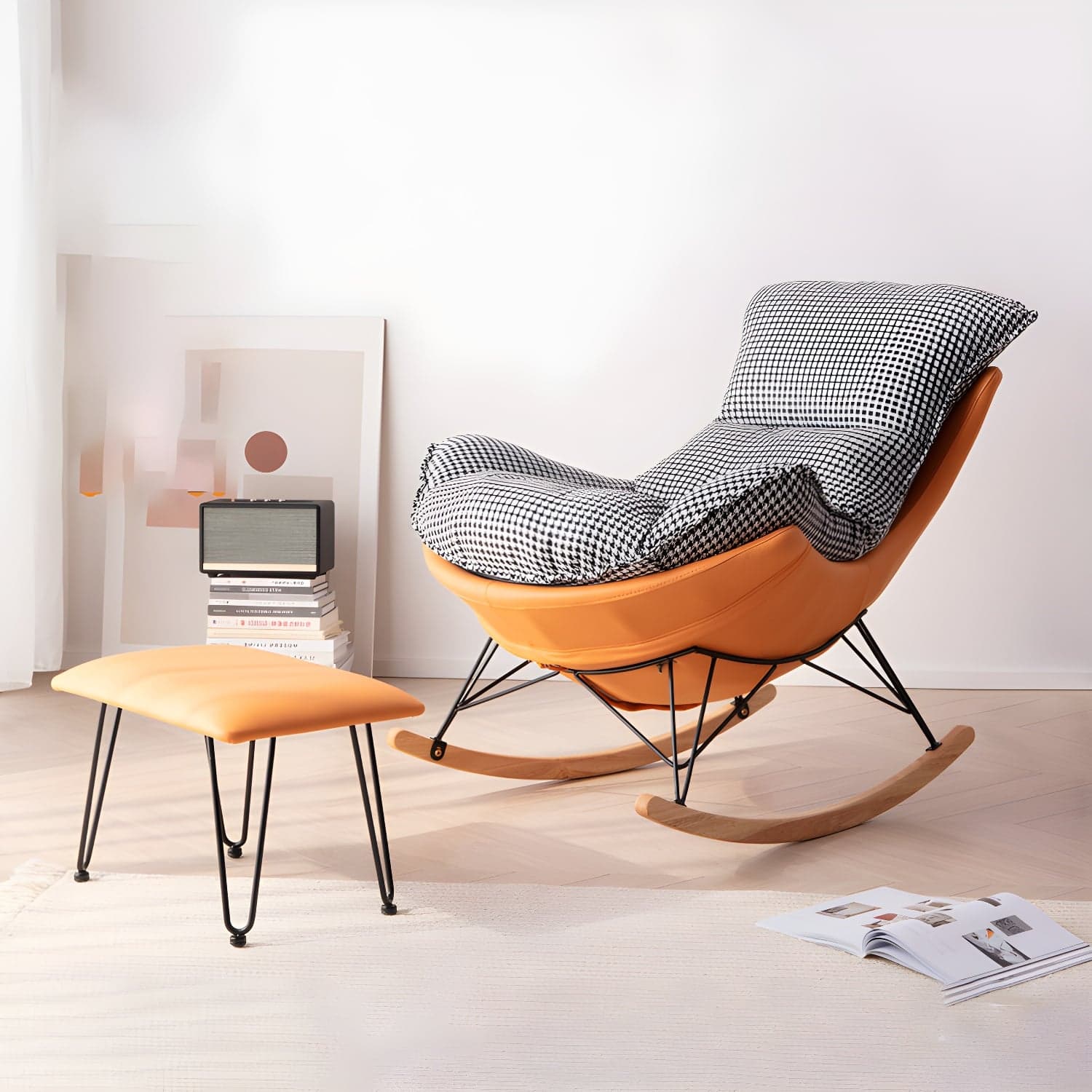 Modern Rocking Chair Solid Wood Rocker Chair with Light Legs thumbnail 8