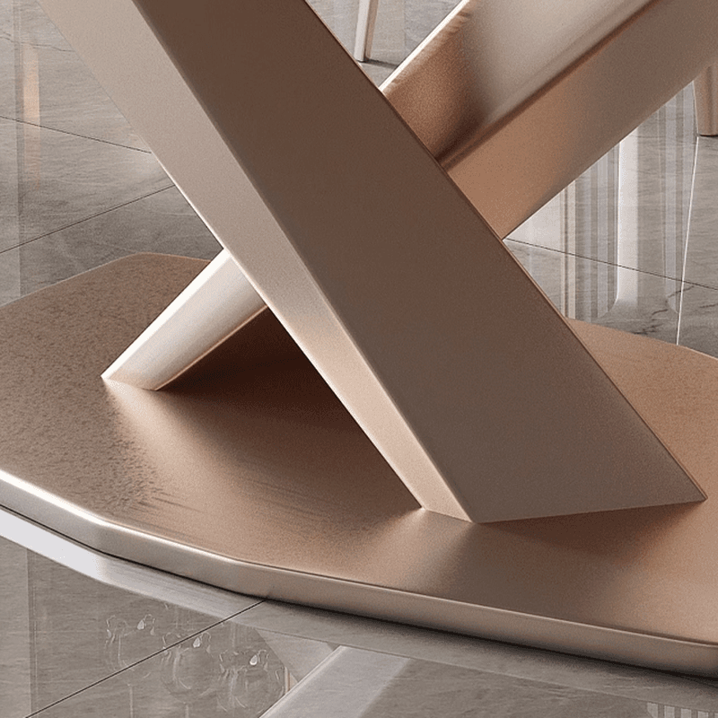 Modern Rectangle Slate Dining Table Set with Pedestal Base and Fixed Mechanism thumbnail 8
