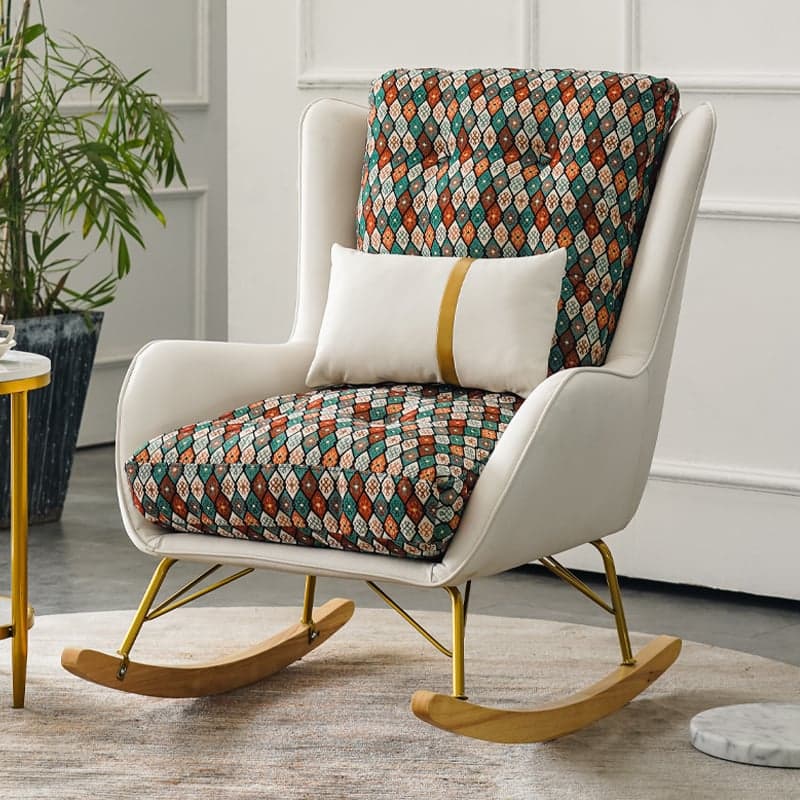 Contemporary Resistant To Dirt Upholstered Rocking Seat with Natural Wood & Metal Base and Recessed Arm thumbnail 6
