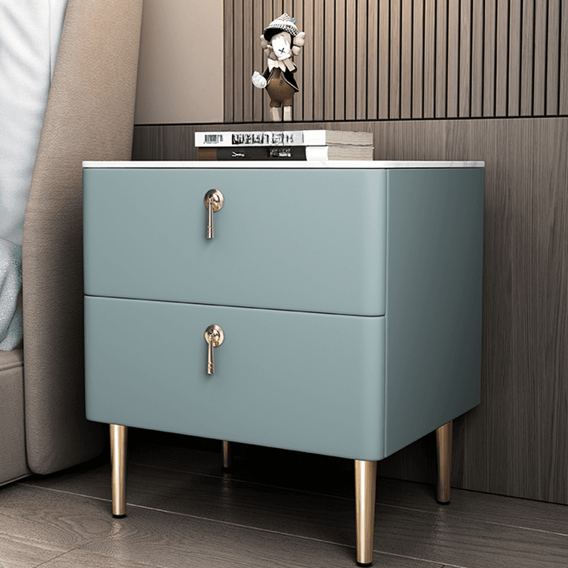 Minimalist 2-Drawer Stone Countertop Bedside Cabinet with Legs thumbnail 1