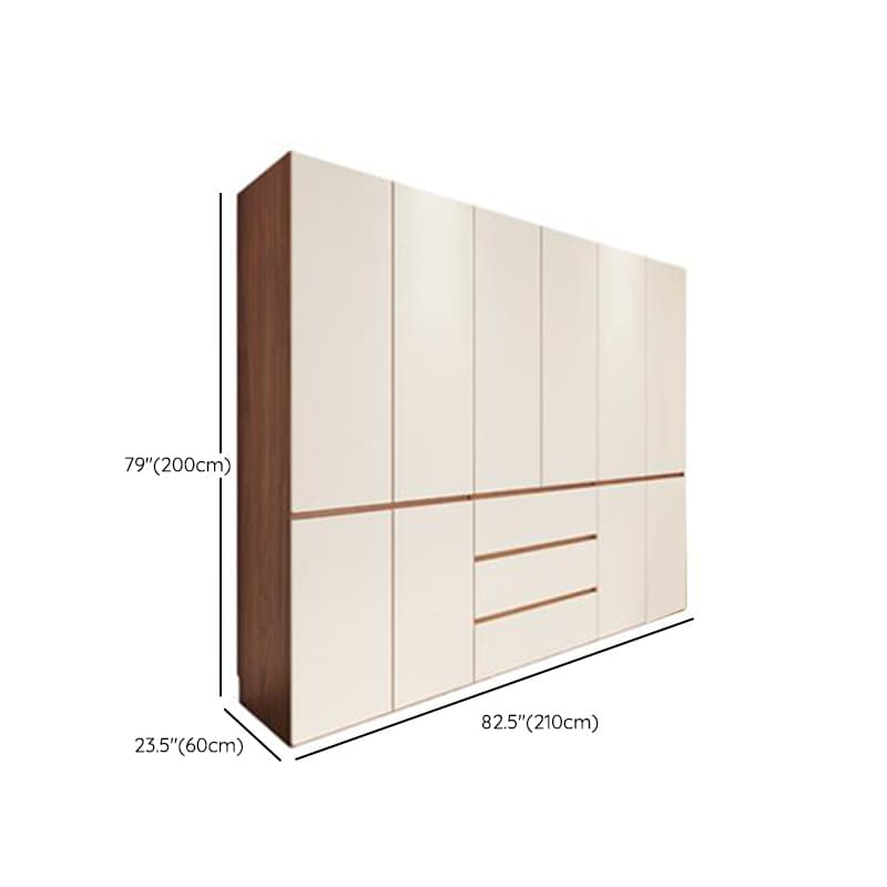 White Minimalist Manufactured Wood Wardrobe Closet with 3-Drawer, Soft Close Door, Interior Shelves, and Clothing Rod thumbnail 18