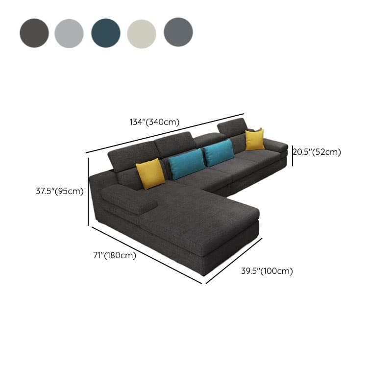 L-Shape Sofa Chaise with Left Hand Facing Orientation, Standard Foam Seat, Adjustable Headrest, and Concealed Support thumbnail 15