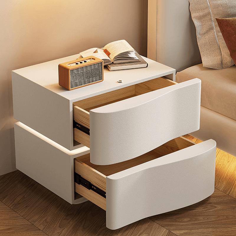 Organic Modern Drawer Storage Nightstand Synthetic Leather Illumination Light thumbnail 8
