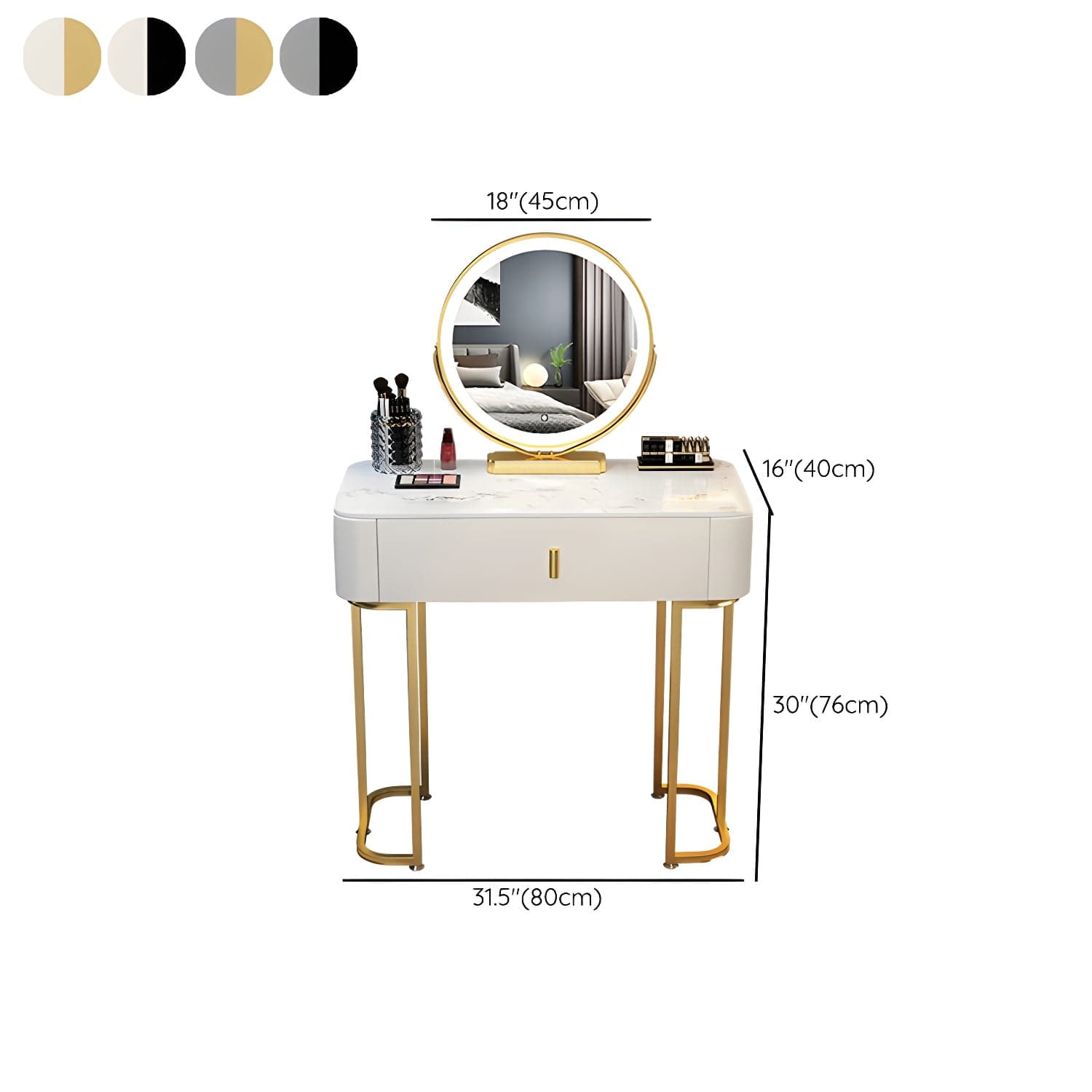 Slate Makeup Counter Adjustable Mirror Vanity Dressing Table with Drawer thumbnail 15