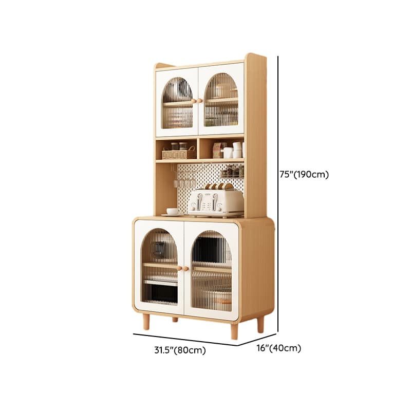 Scandinavian Wood Buffet 3 Cabinet Doors with Glass Interior Shelves thumbnail 13