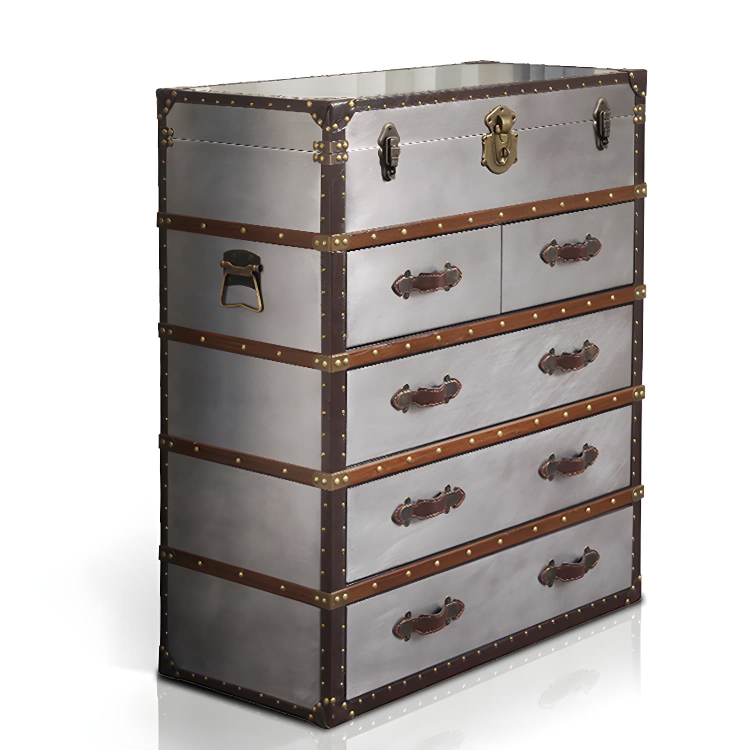 Rustic Leather Chest Vertical Chest with Drawers for Bedroom - image 10
