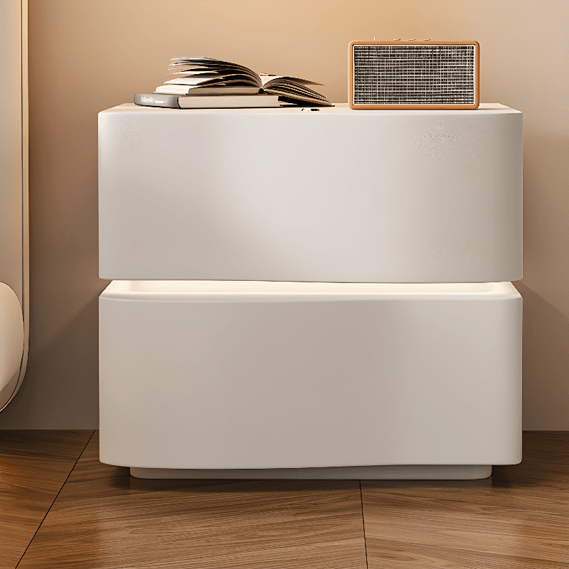 Organic Modern Drawer Storage Nightstand Synthetic Leather Illumination Light thumbnail 5