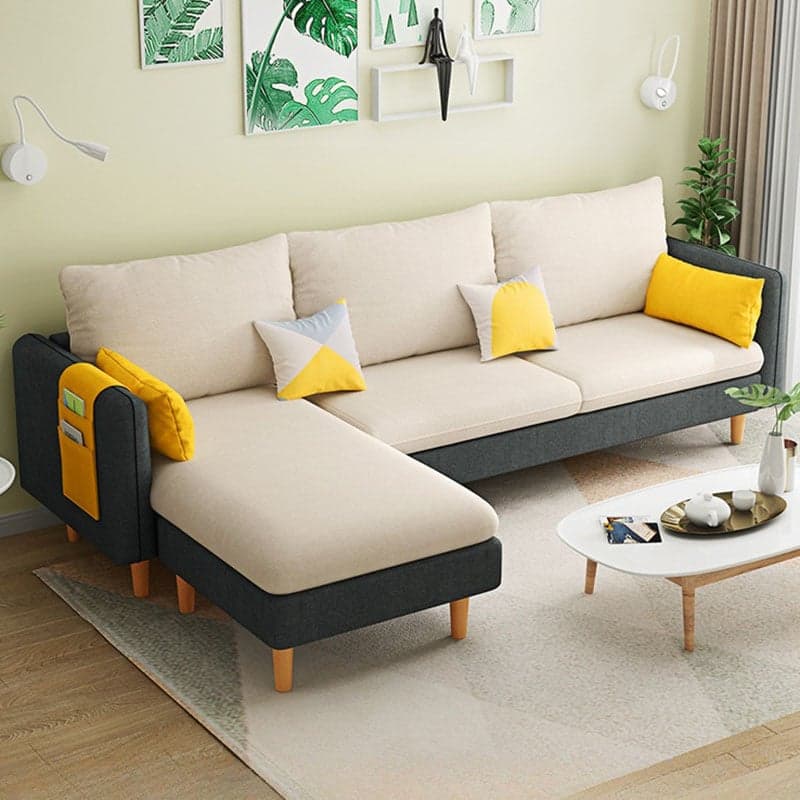 Modern Simple Style L-Shape Natural Wood Reversible Corner Sectional for Living Space thumbnail 5