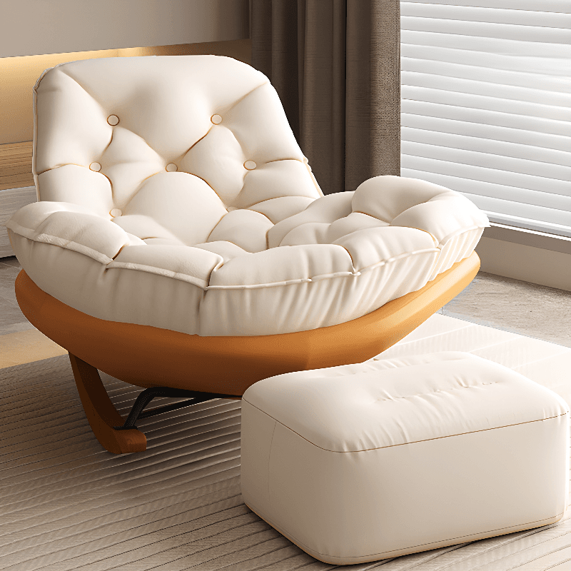 Stationary Upholstered Rocking Chair with Cushioned Rear in a Scandinavian Style, Footstool Included/Not Included thumbnail 17
