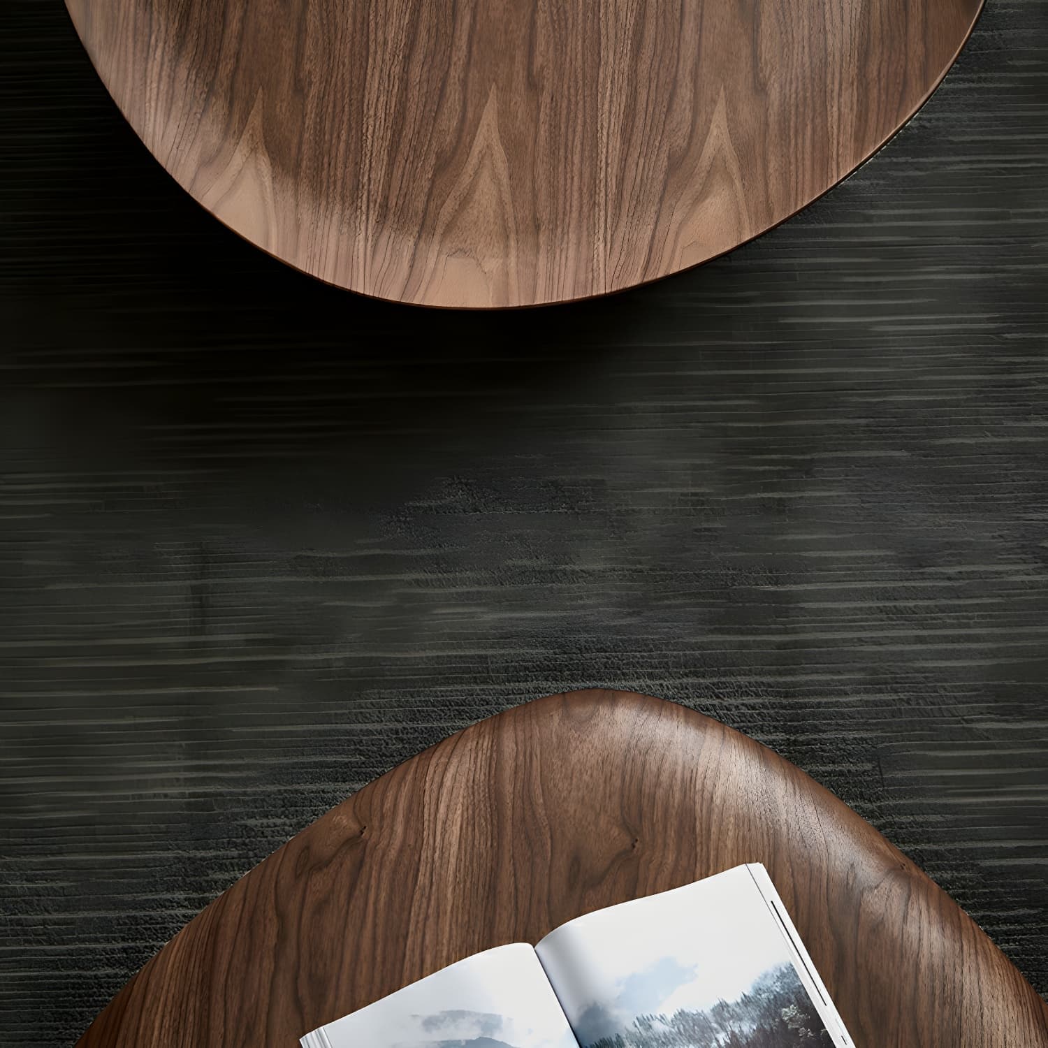 Modern Free Form Wood Coffee Table with Black Metal Frame - Storage Not Included thumbnail 10