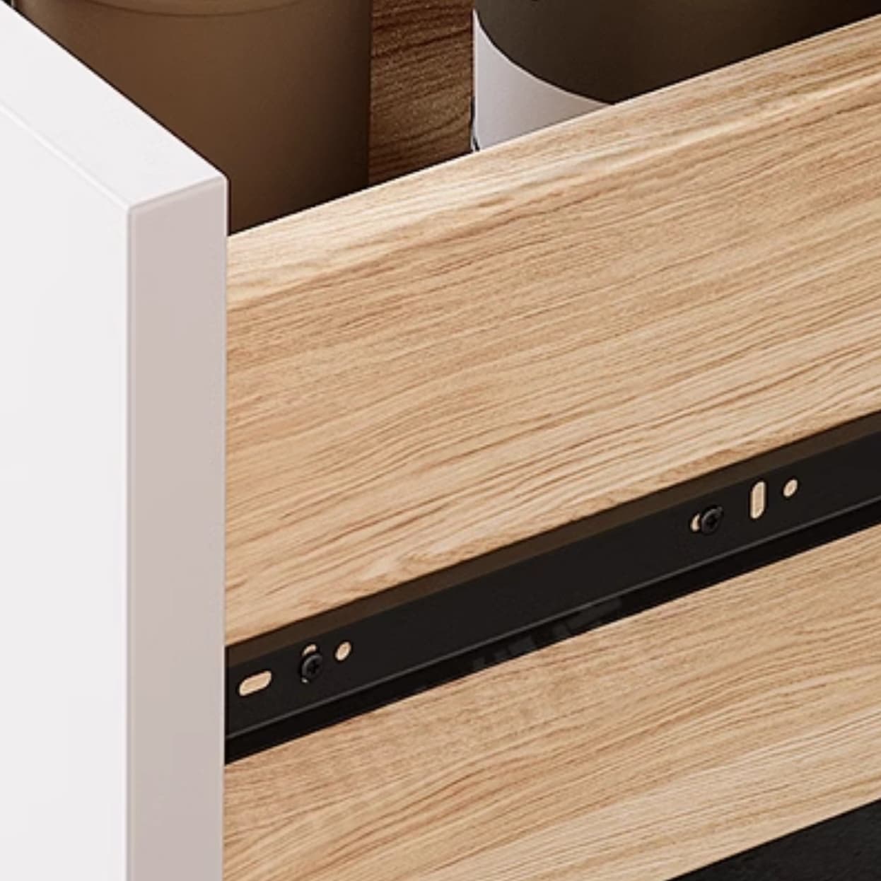 Simple Sideboard with 3 Drawers, Hutch Cabinets, Standard/Narrow/Wide Sizes, 1 Shelf, Sintered Stone Countertop, and 2/3/Single Doors thumbnail 8