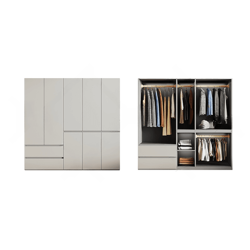 Cream Trendy Reclaimed Wood Wardrobe Armoire with Soft Close Drawer, Soft Close Door, Interior Shelves, and Clothing Rod thumbnail 17