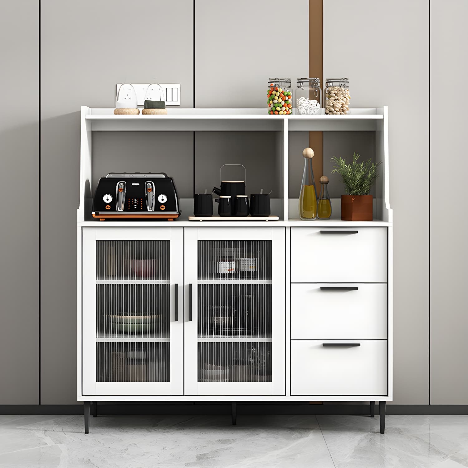 Contemporary Wood Sideboard 50-inch Height Cupboard for Living Room - image 6