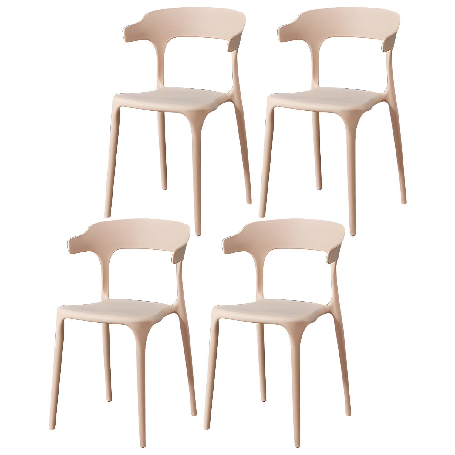 Glam Plastic Side Chair Matte Finish Open Back Dining Chair for Dinning Room thumbnail 7