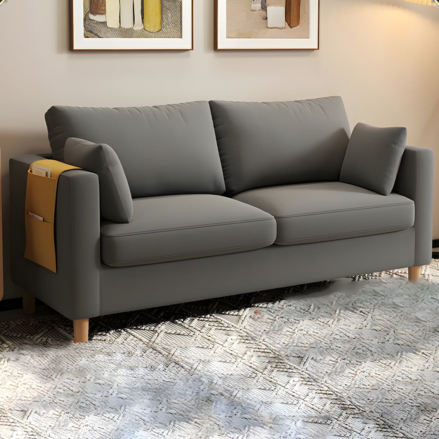 Contemporary Square Arm Loveseat with Machine Washable Cover and Pillows thumbnail 9