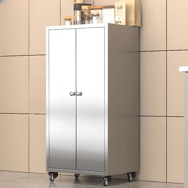 Metallic Sideboard on Roller Wheels with Stainless Steel Countertop thumbnail 12