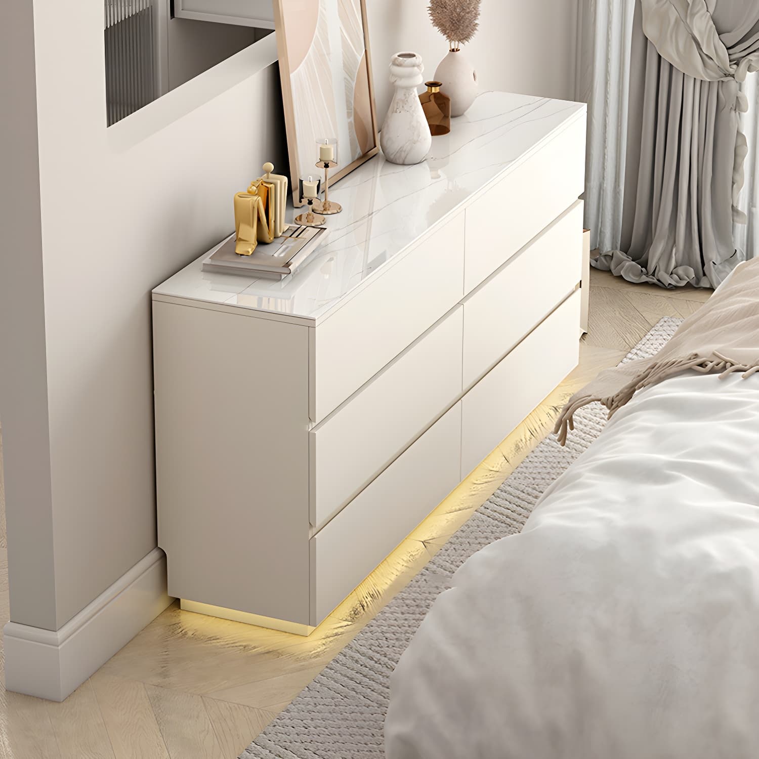 13.65-inch W Stone Storage Chest Dresser Modern Storage Chest thumbnail 4