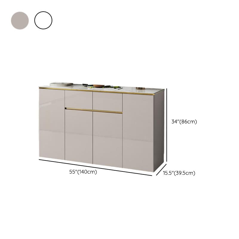 Elegant Standalone Sideboard with 5 Drawers, 5 Doors, and Faux Marble Countertop thumbnail 11