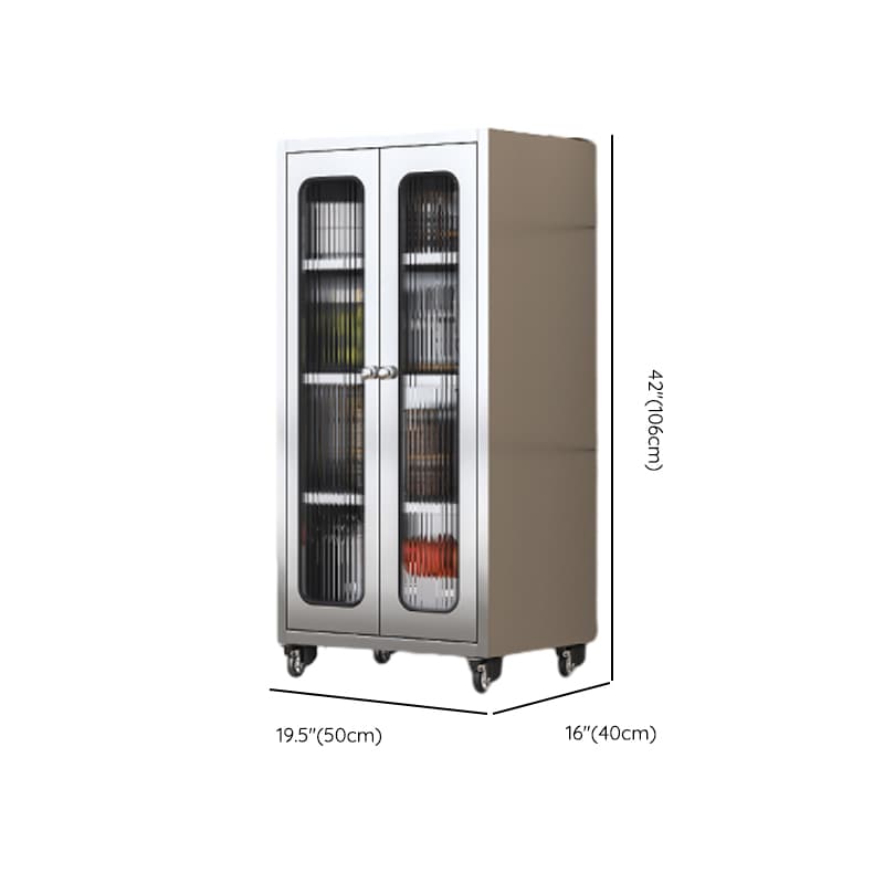 Metallic Sideboard on Roller Wheels with Stainless Steel Countertop thumbnail 31