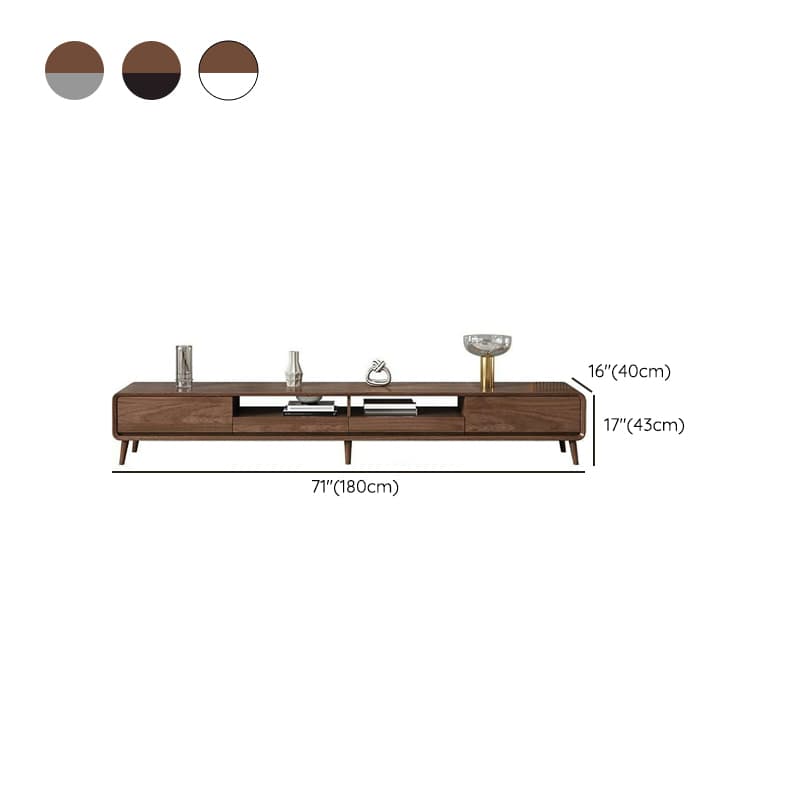 4-Drawer Modern Wood TV Stand with Open Storage and Cable Management thumbnail 17