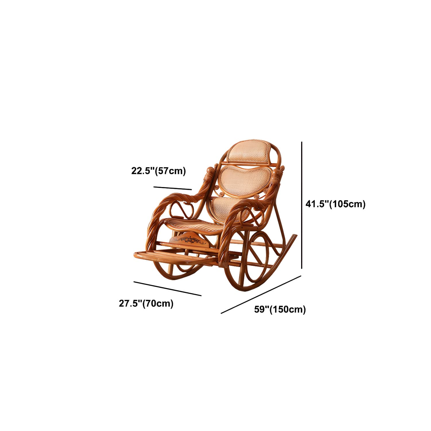 Traditional Spindle Rocking Accent Chair Tobacco Finish Rocker Chair Reclining thumbnail 29